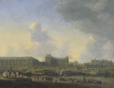 Uitzicht op de rivier de Seine, het Louvre en het Palais Bourbon, c.1655 door Reinier Zeeman